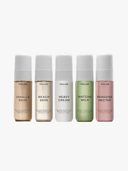 Phlur The Body Mist Edit in multiple branded components on a light gray background